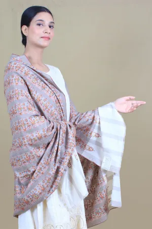 Khadim Wheat Beige Khatras Sozni Embroidered Pashmina Shawl
