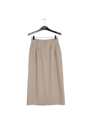 Khaki ankle-length skirt