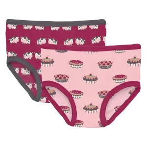 KicKee Pants Berry Cow & Lotus Pies Girls Underwear Set