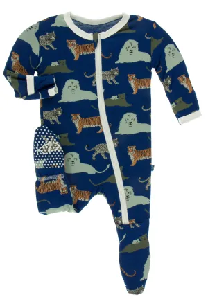 KicKee Pants Flag Blue Big Cats Footie with Zipper