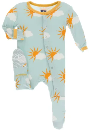 KicKee Pants Spring Sky Partial Sun Footie with Snaps