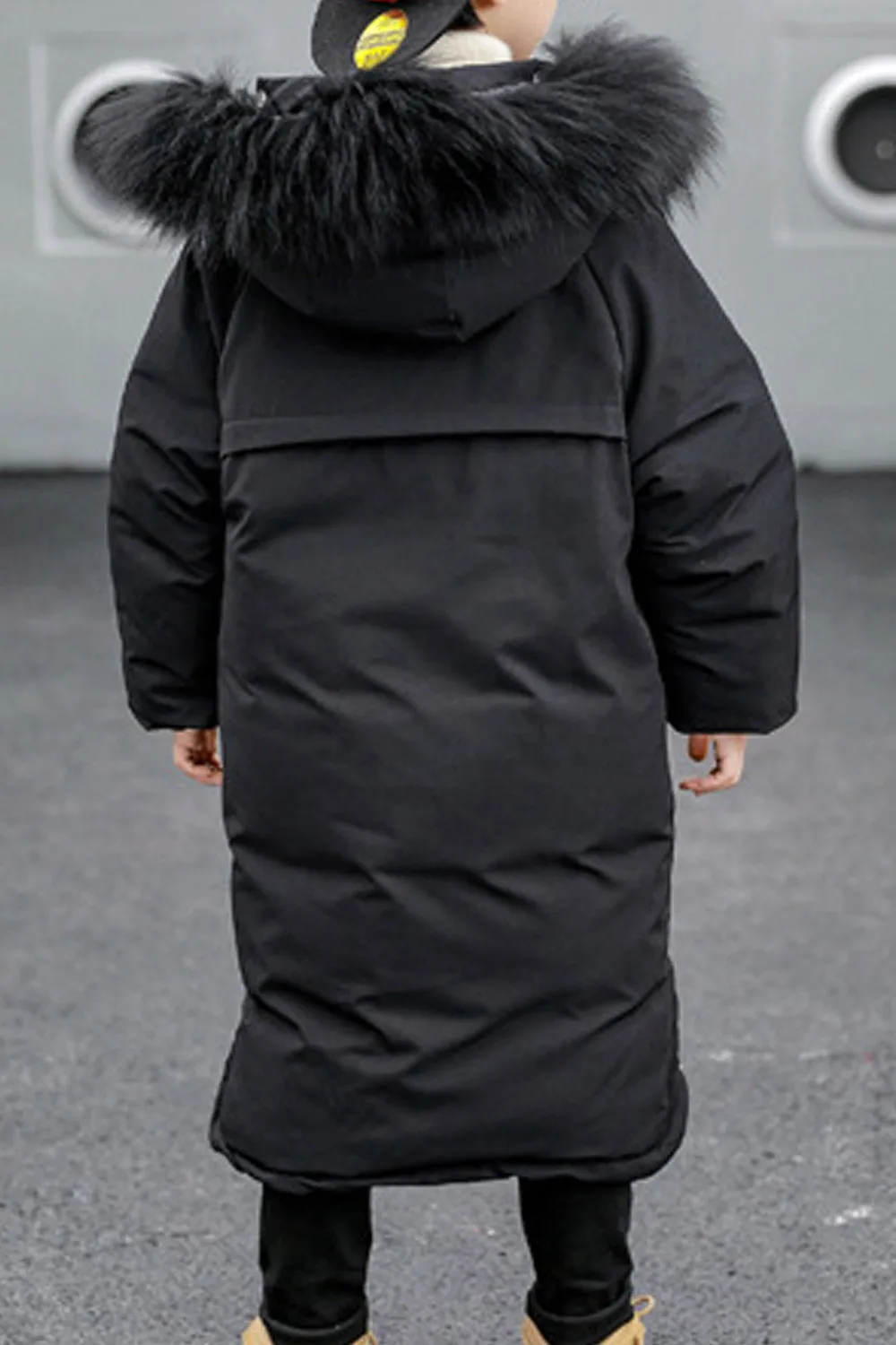 Kid Boys Reversible Fur Hooded Long Padded Jacket - KBPJ116580