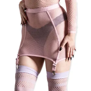 Killstar Heartbeats Pink Fishnet Skirt