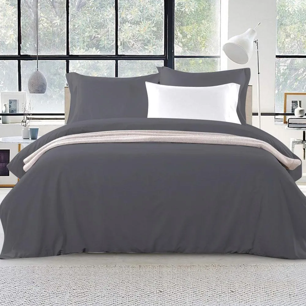 King Size Classic Quilt Cover Set - Charcoal