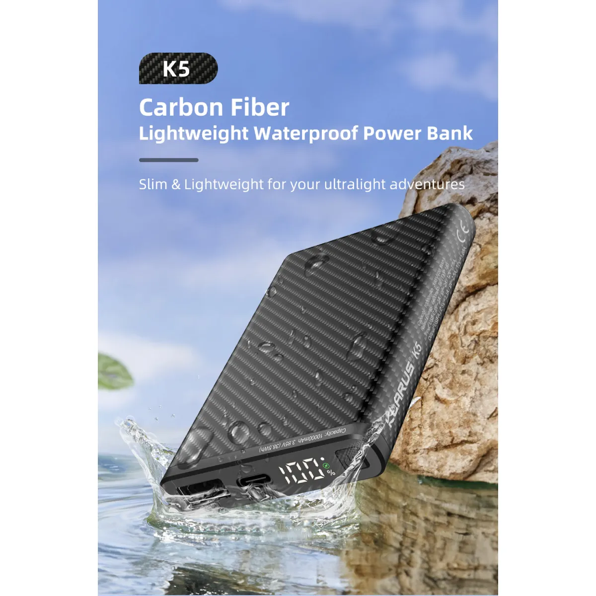 KLARUS K5 CARBON FIBER LIGHTWEIGHT WATERPROOF POWERBANK