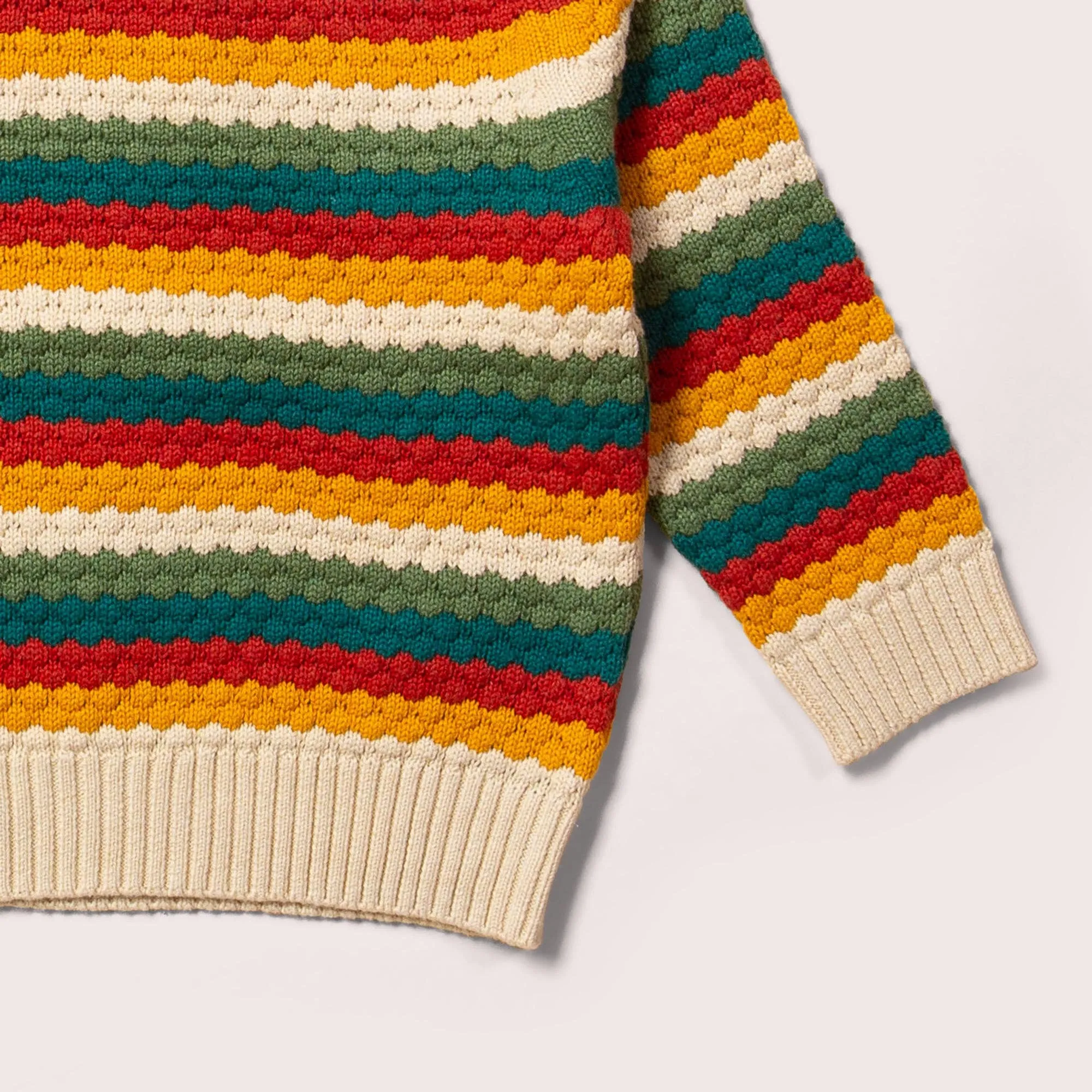 Knit sweater- honeycomb rainbow striped