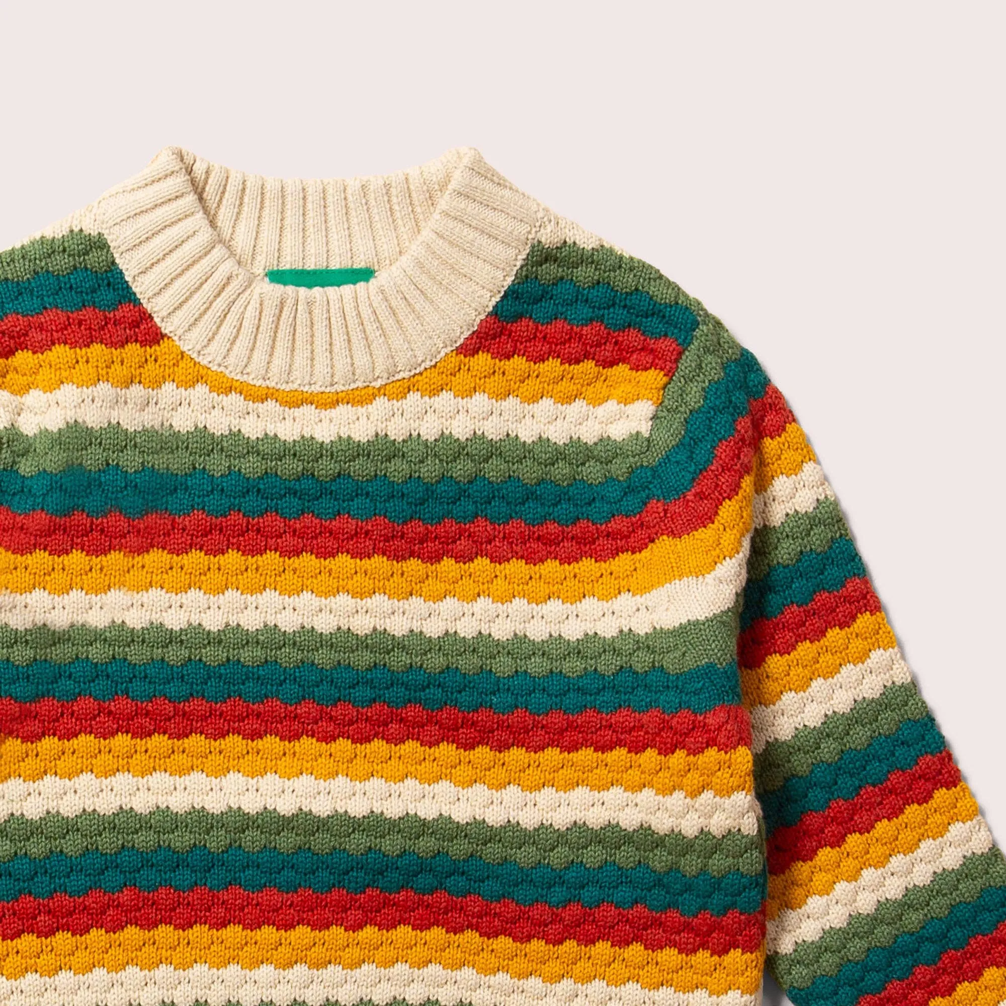 Knit sweater- honeycomb rainbow striped