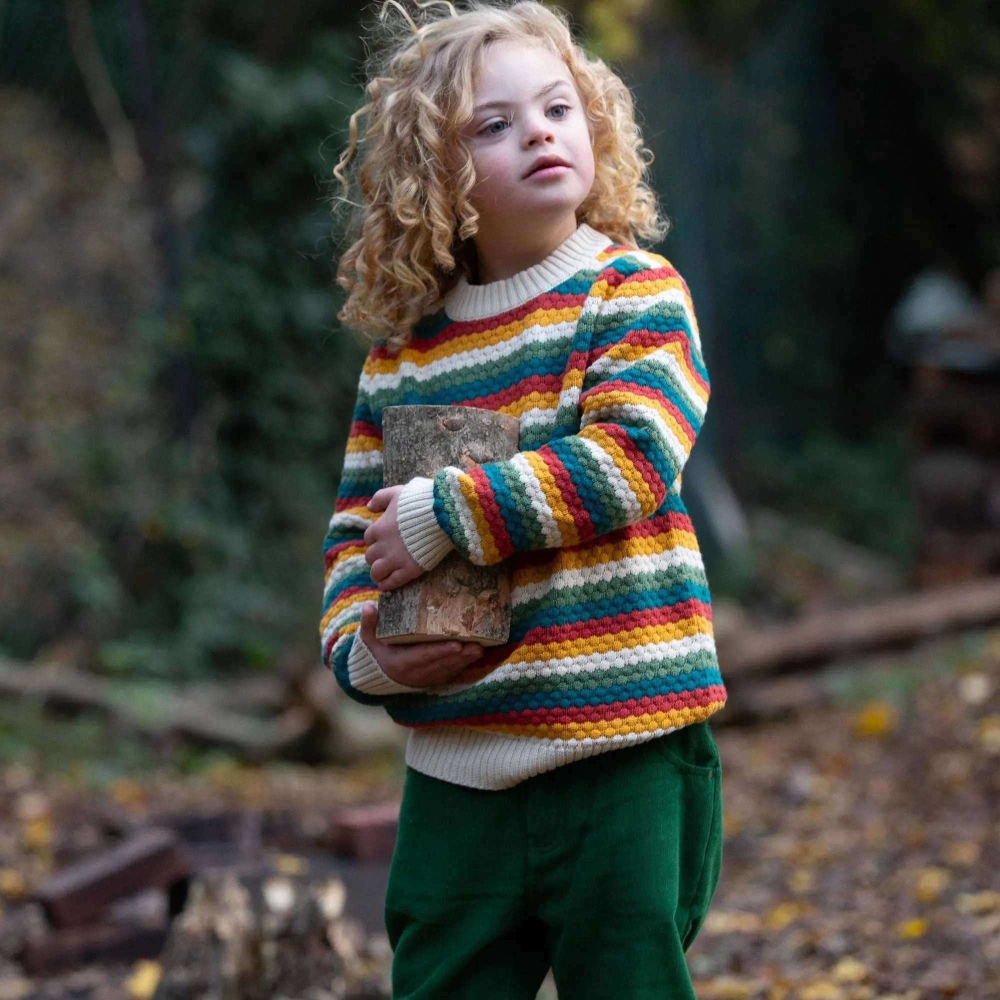Knit sweater- honeycomb rainbow striped
