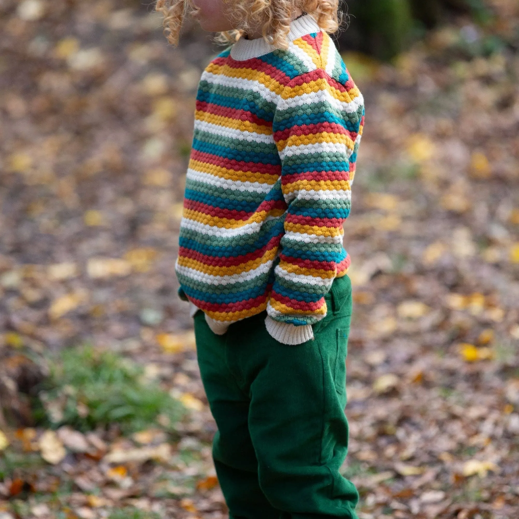 Knit sweater- honeycomb rainbow striped