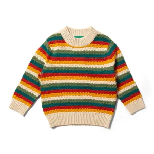 Knit sweater- honeycomb rainbow striped