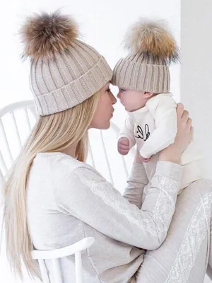 Knitted Hat Mommy And Me Thickened Thermal Woolen Hat