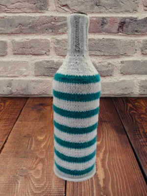 Knitted striped sweater for a bottle of wine
