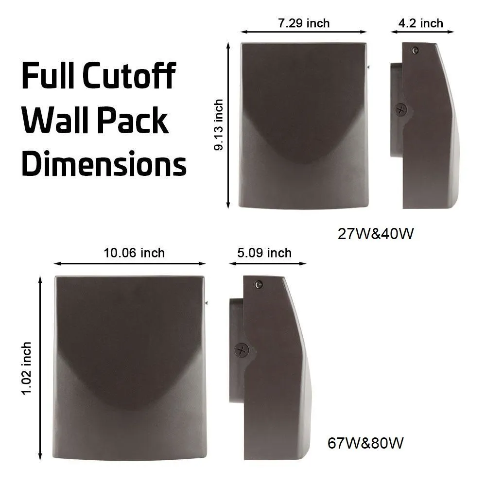 Konlite LED Slim Wall Pack Light - Adjustable - 67W - 8,800 Lumens - 4000K - 120-277V - 150W Equal