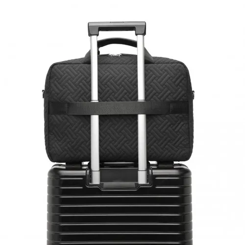 Kono Water-Repellent Quilted Laptop Bag with Trolley Sleeve - Black, Fits 15.6'' Laptops, Ideal for Business & Travel