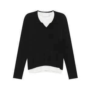 Korean Design Men's Knits Fake Two-piece Round Collar Contrast Color Casual Male Sweater Stylish Simple Autumn 9C6936