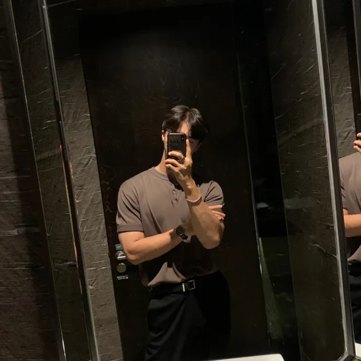 [Korean Style] 4 Colors Lapel Basic Button T-shirts