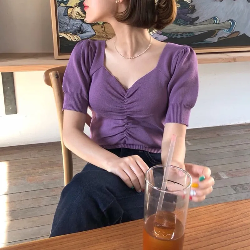 [Korean Style] Colette Puff Sleeve Knit Top