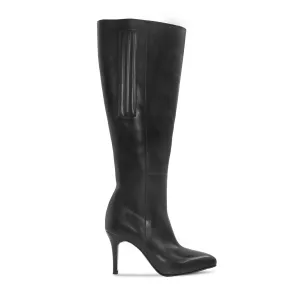 Elegant Ladies Black Calf Leather Long Boots - Stylish & Comfortable Footwear