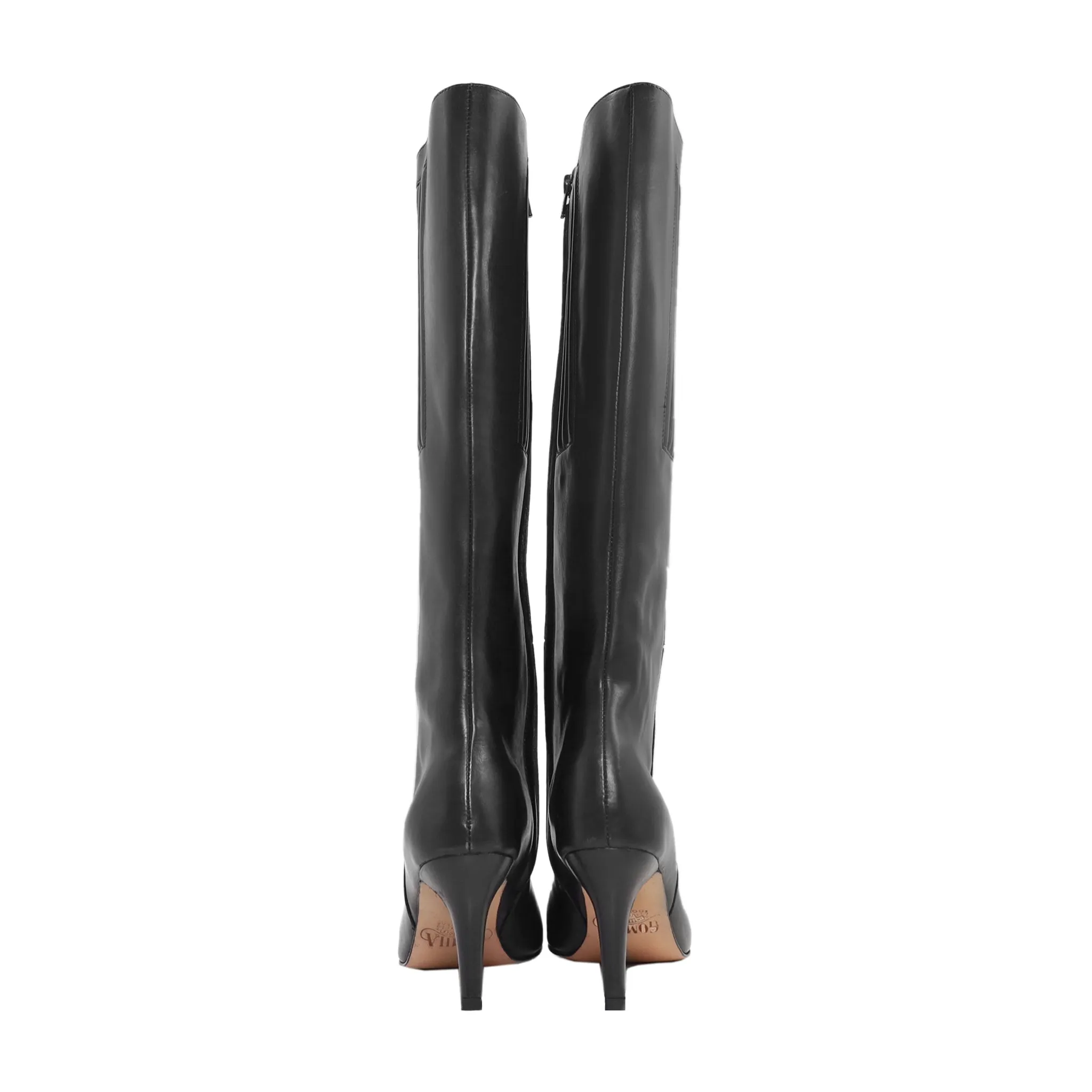 Elegant Ladies Black Calf Leather Long Boots - Stylish & Comfortable Footwear
