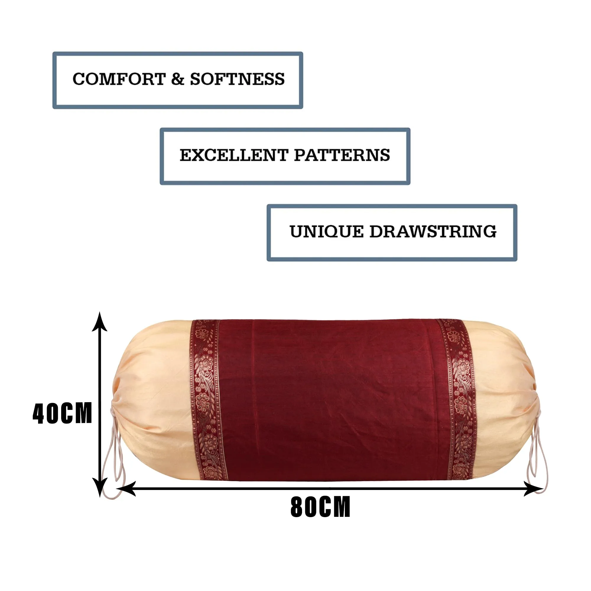 Kuber Industries Bolster Covers | Dupion Polyester Bolster Cover Set | Diwan Bolster Cover Set | Bolster Pillow Cover | Lace Design Masand Cover | 16x32 Inch | Pack of 4 | Multicolor
