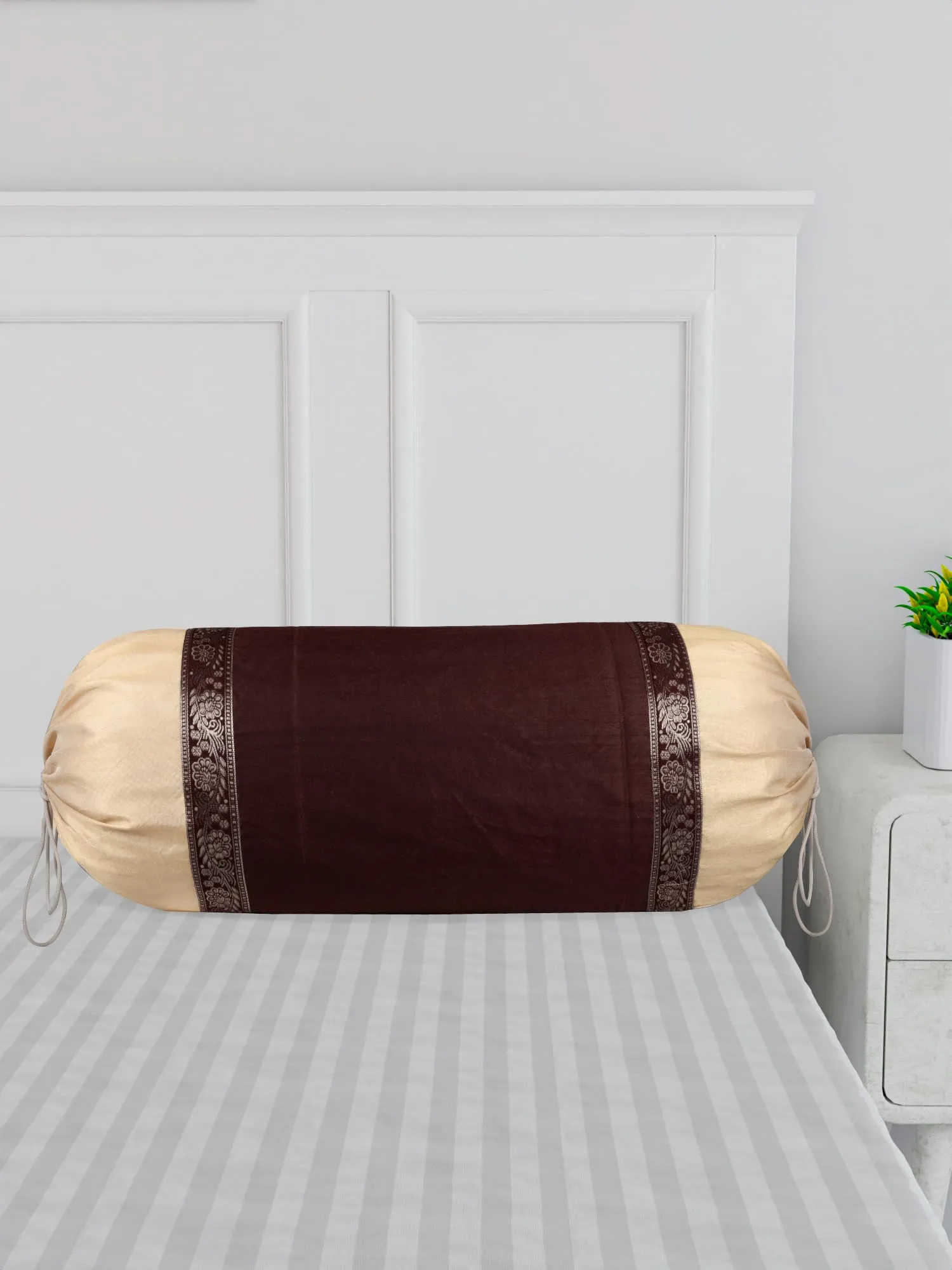 Kuber Industries Bolster Covers | Dupion Polyester Bolster Cover Set | Diwan Bolster Cover Set | Bolster Pillow Cover | Lace Design Masand Cover | 16x32 Inch | Pack of 4 | Multicolor