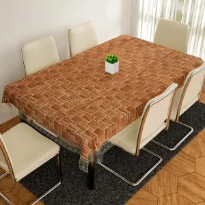 Kuber Industries Dining Table Cover | PVC Table Cloth Cover | 6-Seater Table Cloth | Table Protector Cover | Table Cover for Dining Table | New Check Table Cover | 60x90 Inch | DTC | Golden