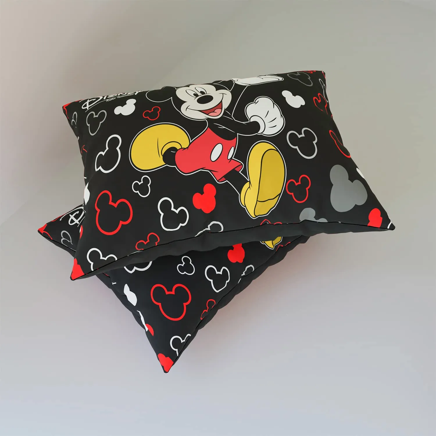 Kuber Industries Disney Mickey Pillow Cover | Silk Pillow Cover | Soft Pillow Cover | Luxurious Pillow Cover For Home | Set of 2 | 16x24 Inch | Black