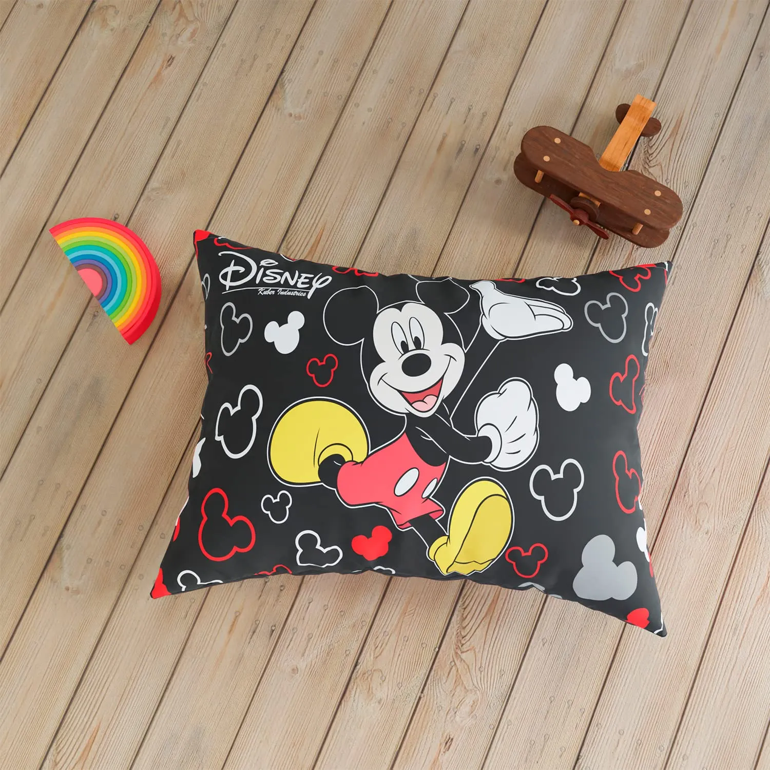 Kuber Industries Disney Mickey Pillow Cover | Silk Pillow Cover | Soft Pillow Cover | Luxurious Pillow Cover For Home | Set of 2 | 16x24 Inch | Black
