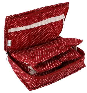 Kuber Industries Dot Printed Portable Jewellery Organizer With 6 Pockets (Maroon)-HS_38_KUBMART21230, Cotton