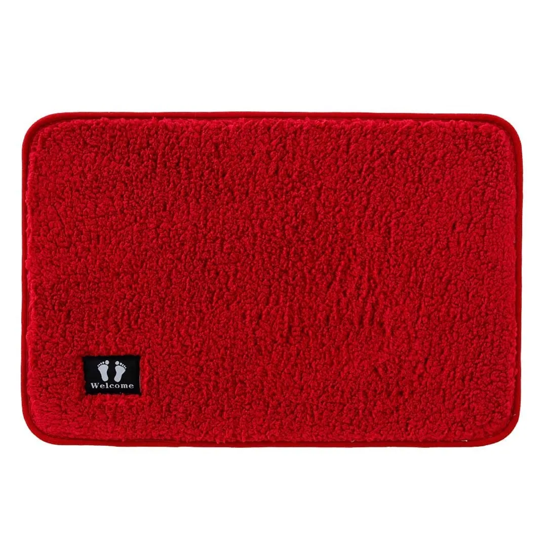 Kuber Industries Floor |Stylish Door Mat|Durable & Easy to Maintain|Multi-Utility Floor for Living Room,Bedroom,Bathroom,Kitchen,Entrances|40 x 60 cm,Red, Pack of 5