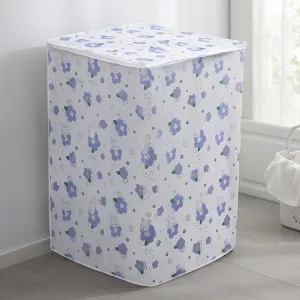 Kuber Industries Front Load Washing Machine Cover |Waterproof And Dust Proof Fully Automatic Washing Machine Cover |Cute bear Machine Protect Cover With Zip | Purple & White