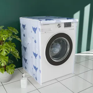 Kuber Industries Front Load Washing Machine Cover |Waterproof And Dust Proof Fully Automatic Washing Machine Cover | Happy Ocean Laundry Machine Protect Cover With Zip | Sky Blue & Blue