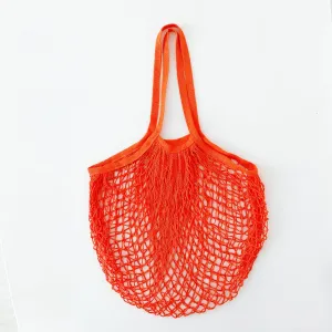 Kuber Industries Grocery Bags | Reusable Storage Bags | Cotton Net Mesh Bags | Ideal for Vegetables & Fruits | Market Bag | Portable Shopping Bag | Handbags for Storage | CMG005-ORG | Orange