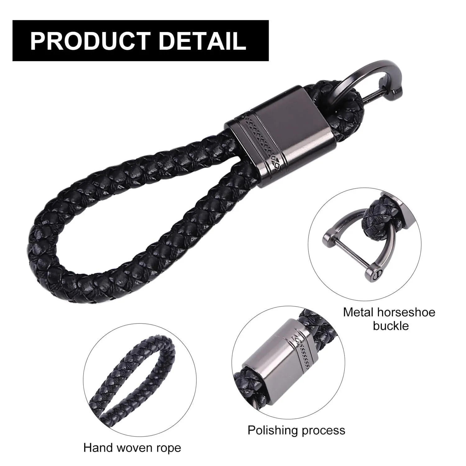 Kuber Industries Keychain/Keyring/Key Tag|Car Key Clip, Key Holder, Key Organizer|Pack of 8| (Black)