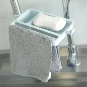 Kuber Industries Kitchen Organizer With Soap Holder|Premium PP|Durable & Sturdy|DIY Self-Adhesive Design|Multipurpose Bathroom Shelf|Smart Drainage Holes|TM18005|Pack Of 5 |Blue