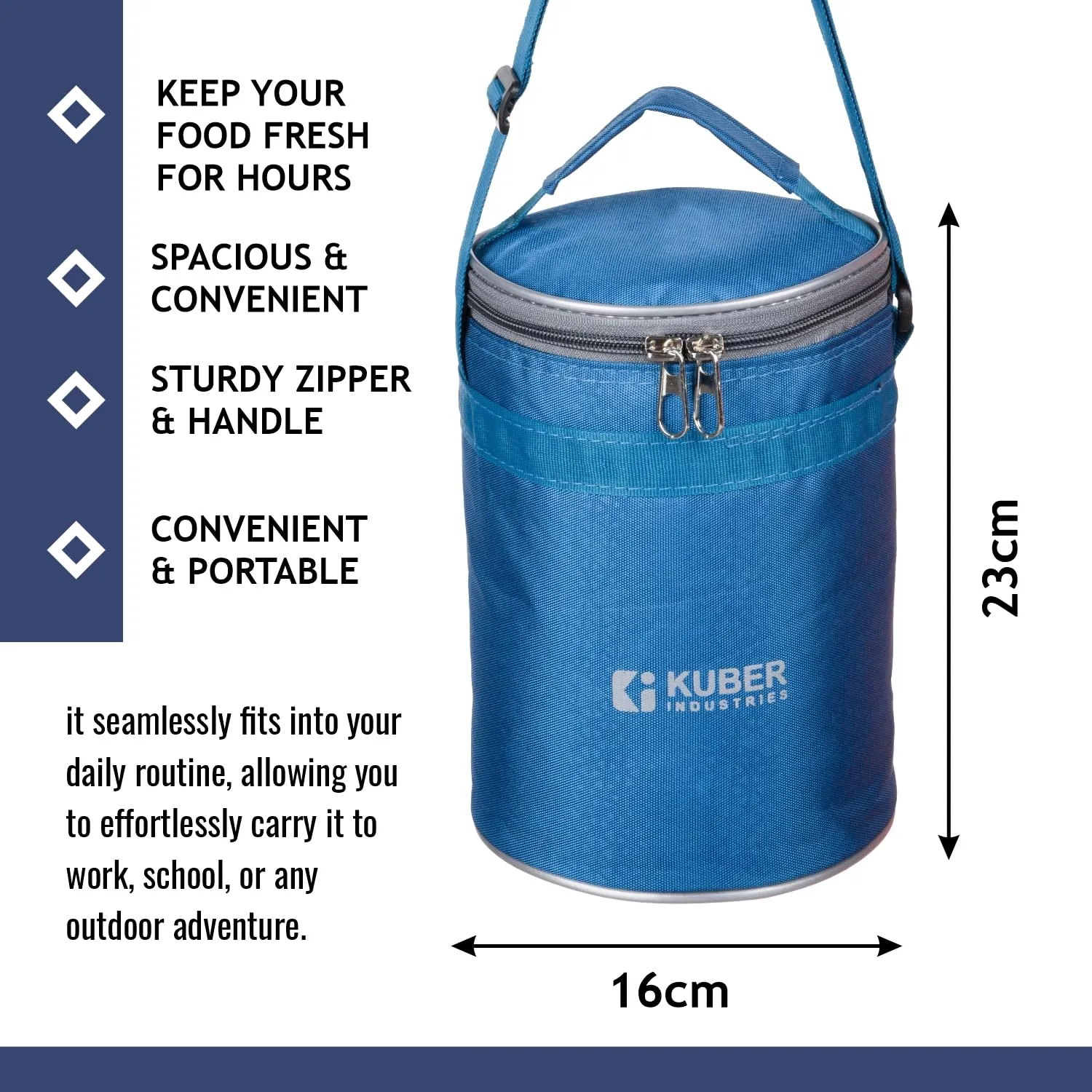 Kuber Industries Lunch Bag | Lunch Bag for Office | Lunch Bag for College | Reusable Lunch Bag | Lunch Bag for Adults | Lunch Bag with Handle | Insulated Lunch Bag | Sky Blue