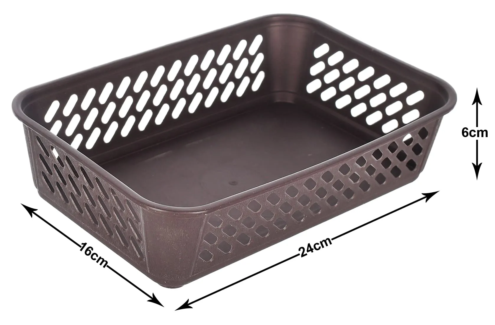 Kuber Industries Multiuses Super Tidy Plastic Tray/Basket/Organizer- Pack of 3 (Brown) -46KM0567