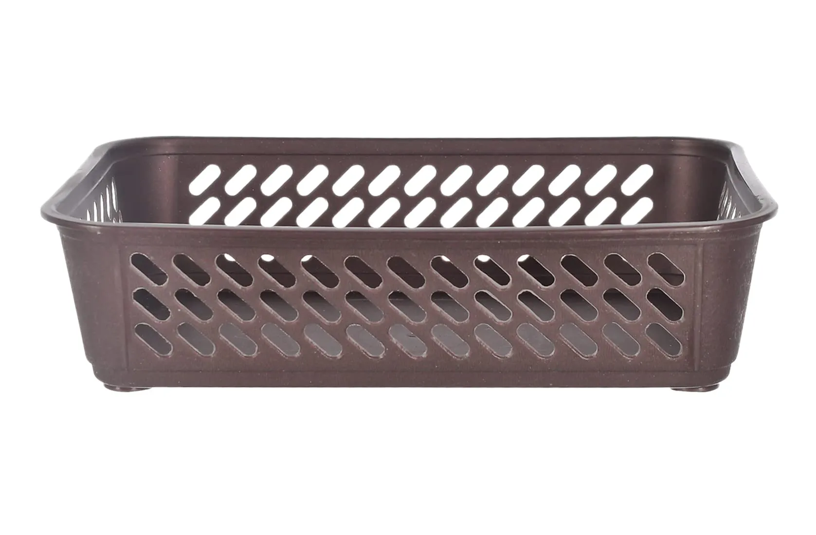 Kuber Industries Multiuses Super Tidy Plastic Tray/Basket/Organizer- Pack of 3 (Brown) -46KM0567
