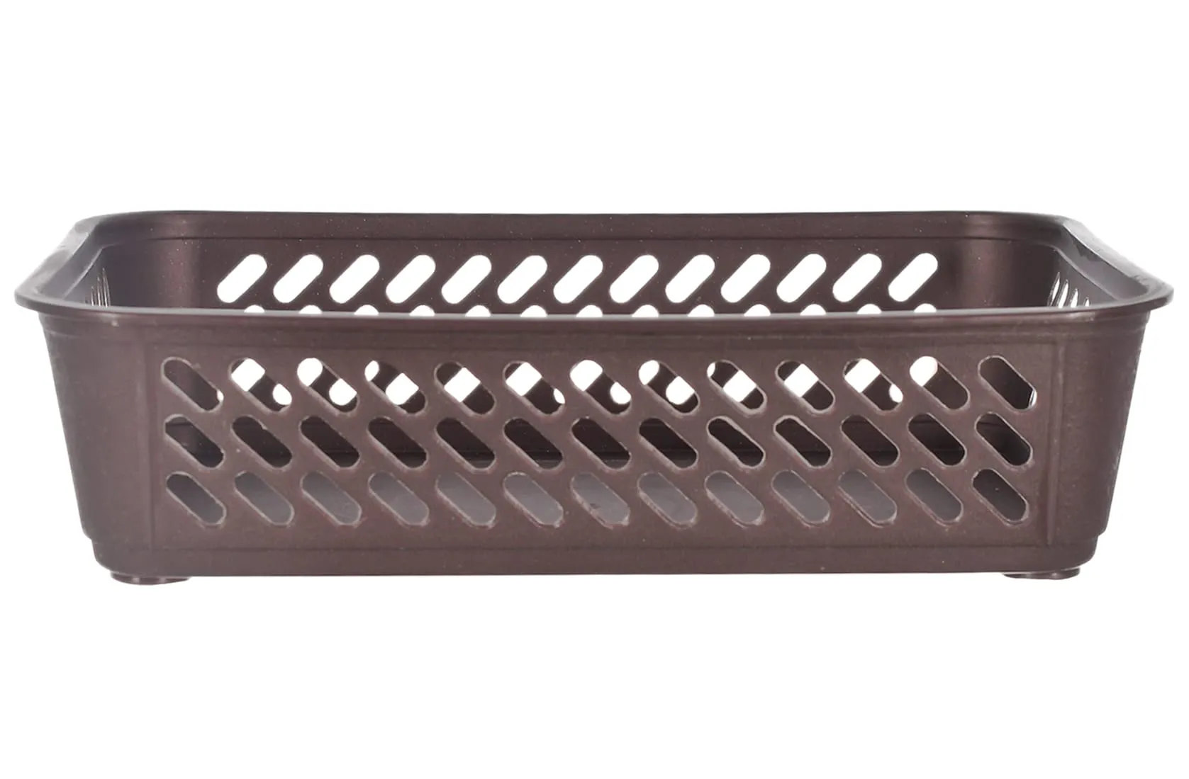 Kuber Industries Multiuses Super Tidy Plastic Tray/Basket/Organizer- Pack of 3 (Brown) -46KM0567