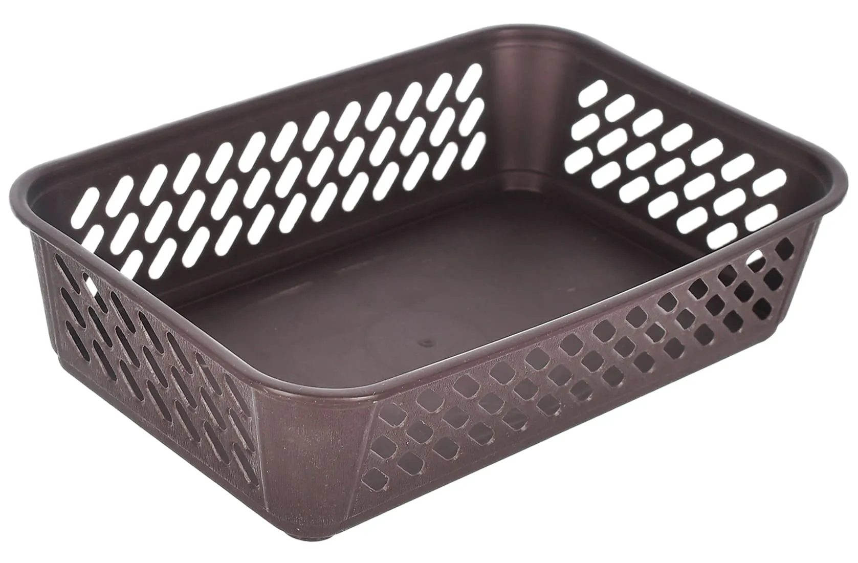 Kuber Industries Multiuses Super Tidy Plastic Tray/Basket/Organizer- Pack of 3 (Brown) -46KM0567