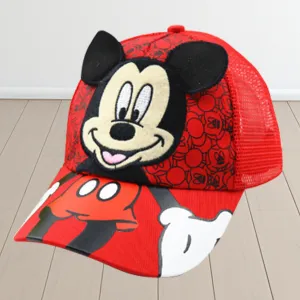 Kuber Industries Pack of 6 Mickey Mouse Cap | Adjustable Cap for Boys and Girls | Cartoon Character Printed Little Cap for Kids | Cap for 7-12 Year Old Baby Girls and Boys |QI0102-A | Red