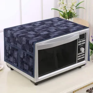 Kuber Industries PVC Check Print Decorative Microwave Oven Top Cover|4 Utility Pockets & Waterproof PVC|Size 90 x 40 CM (Grey)