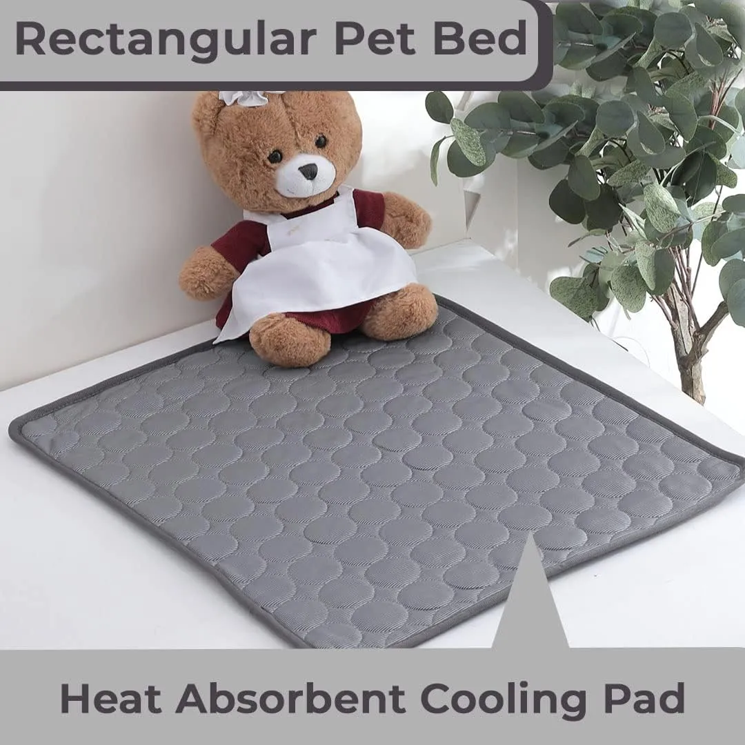 Kuber Industries Rectangular Dog & Cat Bed|Premium Cool Ice Silk Polyester With Bottom Mesh|Multi-Utility Self-Cooling Pad For Dog & Cat|Light-weight & Durable Dog Bed|ZQCJ001DG-M|Dark Grey(Pack Of 4)