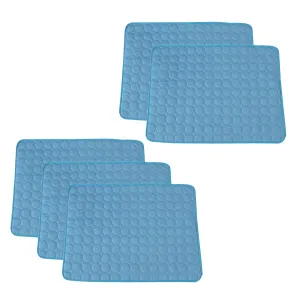 Kuber Industries Rectangular Dog & Cat Bed|Premium Cool Ice Silk with Polyester With Bottom Mesh|Multi-Utility Self-Cooling Pad For Dog & Cat|Light-weight & Durable Dog Bed|ZQCJ001B-XS|Blue(Pack Of 5)