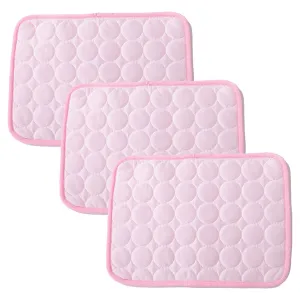 Kuber Industries Rectangular Dog & Cat Bed|Premium Cool Ice Silk with Polyester With Bottom Mesh|Multi-Utility Self-Cooling Pad For Dog & Cat|Light-weight & Durable Dog Bed|ZQCJ001P-L|Pink (Pack Of 3)