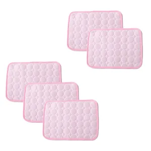 Kuber Industries Rectangular Dog & Cat Bed|Premium Cool Ice Silk with Polyester With Bottom Mesh|Multi-Utility Self-Cooling Pad For Dog & Cat|Light-weight & Durable Dog Bed|ZQCJ001P-L|Pink (Pack Of 5)