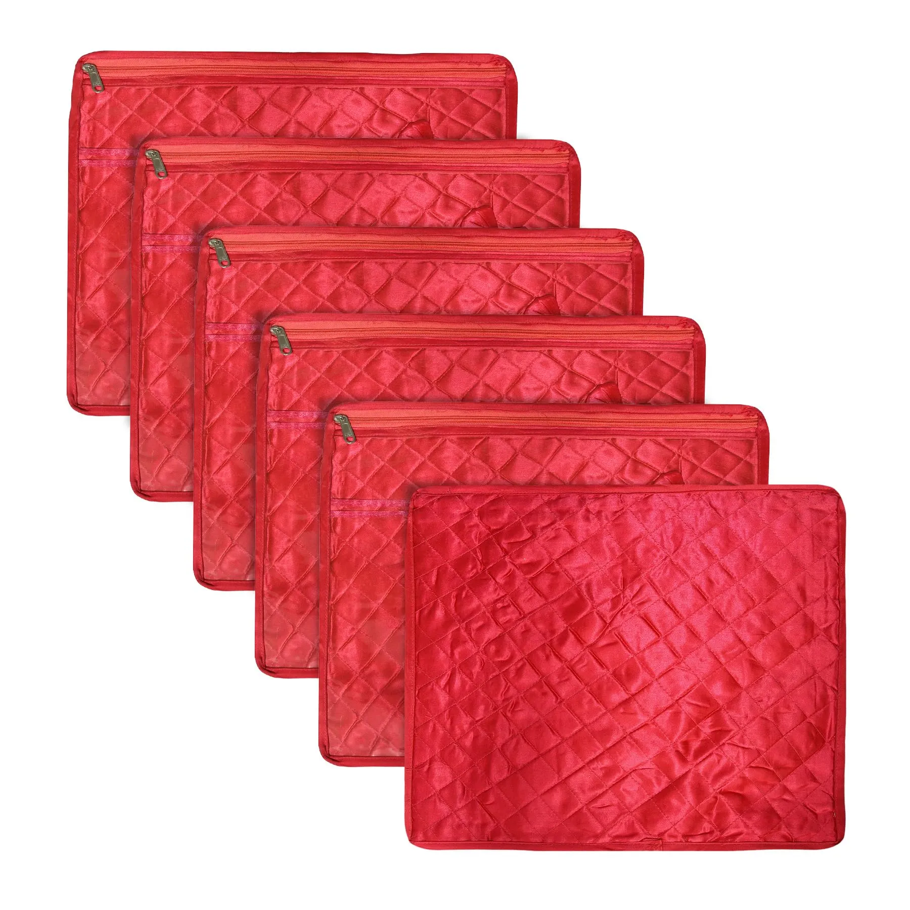 Kuber Industries Saree Cover | Clothes Storage Bag | Single Packing Saree with Zip Closure | Wardrobe Organizer | Cloth Stoarge Organizer | Bow-Design | Pack of 6 | Maroon