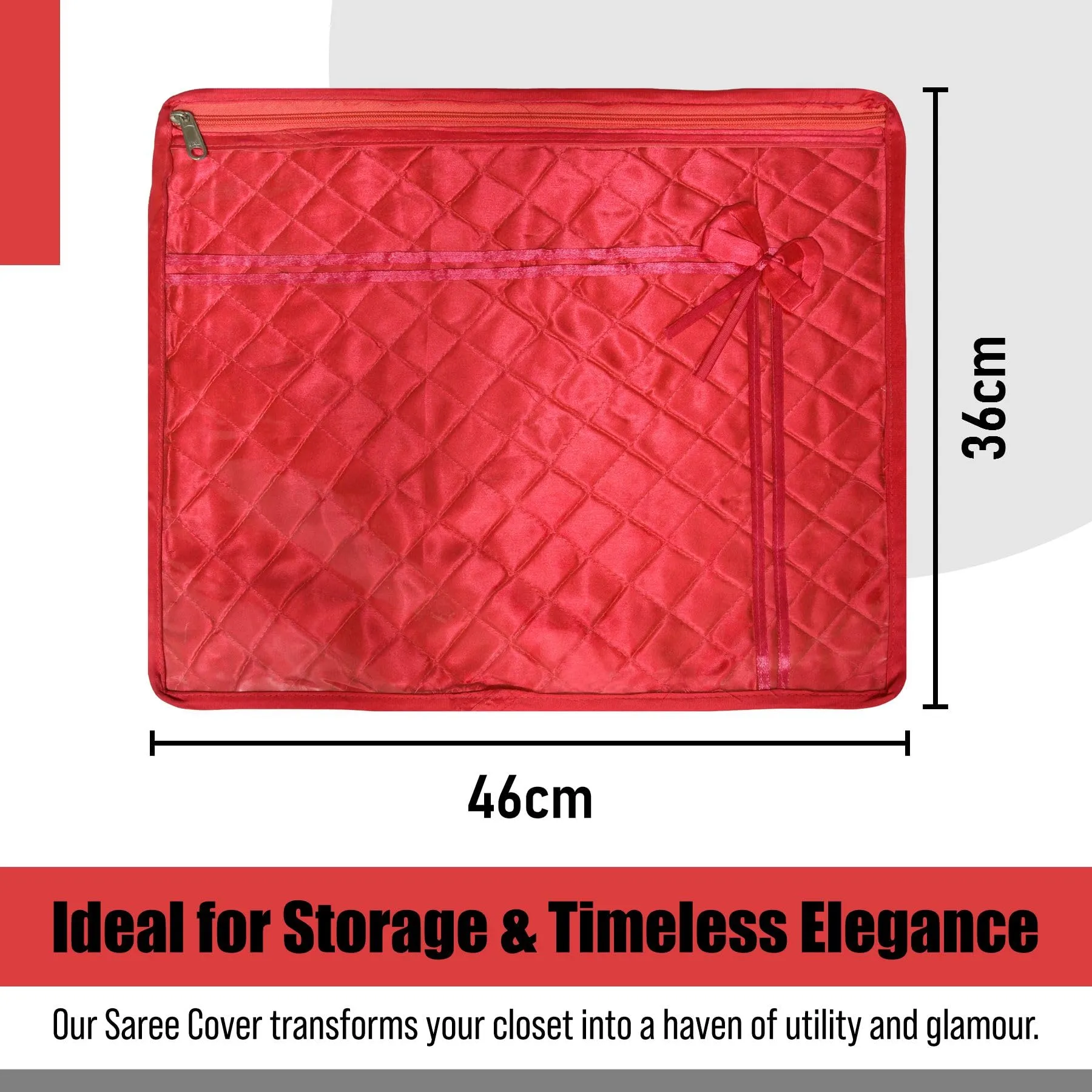 Kuber Industries Saree Cover | Clothes Storage Bag | Single Packing Saree with Zip Closure | Wardrobe Organizer | Cloth Stoarge Organizer | Bow-Design | Pack of 6 | Maroon