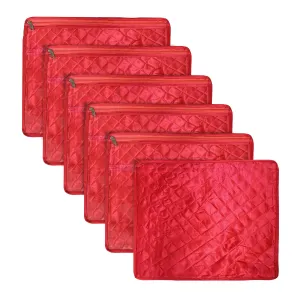 Kuber Industries Saree Cover | Clothes Storage Bag | Single Packing Saree with Zip Closure | Wardrobe Organizer | Cloth Stoarge Organizer | Bow-Design | Pack of 6 | Maroon