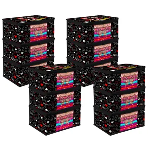 Kuber Industries Saree Cover | Zip Closure Saree Cover | Clothes Storage Bag | Wardrobe Organiser | Transparent Window Saree Cover | Disney Mickey-Print | 9 inch | Pack of 12 | Black